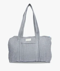 Daphne Travel Weekender Zip Tote Bag - Black Gingham - Kayu