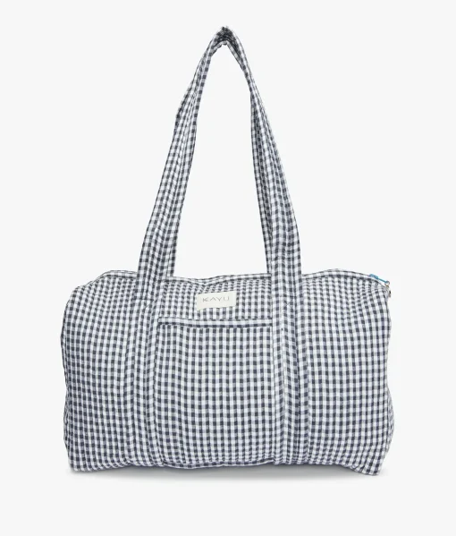 Daphne Travel Weekender Zip Tote Bag - Black Gingham - Kayu