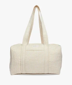 Daphne Travel Weekender Zip Tote Bag - Beige Gingham - Kayu