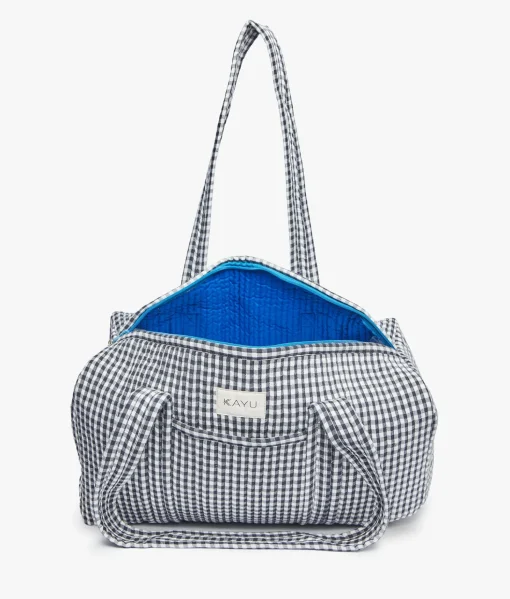 Daphne Travel Weekender Zip Tote Bag - Black Gingham - Kayu