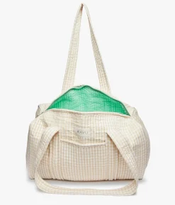 Daphne Travel Weekender Zip Tote Bag - Beige Gingham - Kayu