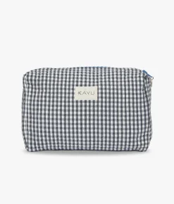 Elsie Travel Case Zip Pouch Bag - Black Gingham - Kayu