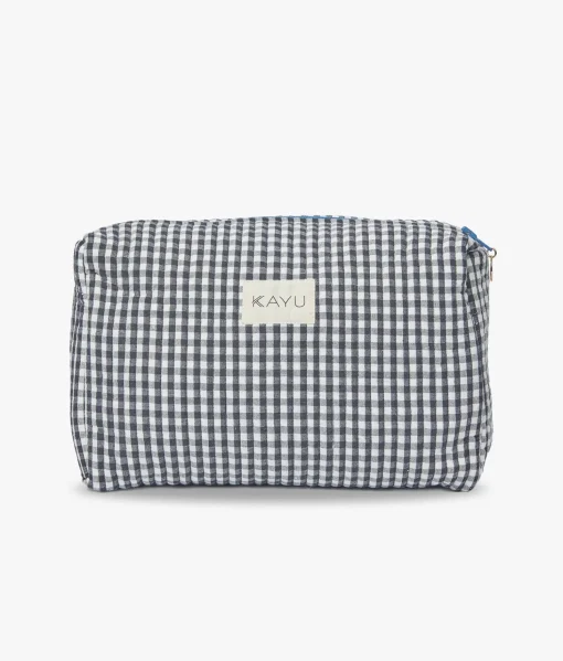 Elsie Travel Case Zip Pouch Bag - Black Gingham - Kayu