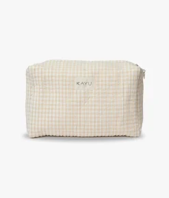 Elsie Travel Case Zip Pouch Bag - Beige Gingham- Kayu