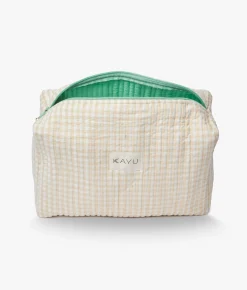 Elsie Travel Case Zip Pouch Bag - Beige Gingham- Kayu