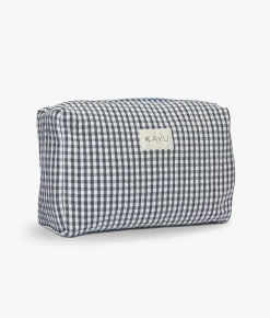 Elsie Travel Case Zip Pouch Bag - Black Gingham - Kayu