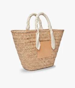 Marlow Straw Scarf Tote Bag - Beige Gingham - Kayu