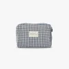 Mini Elsie Travel Case Zip Pouch Bag - Black Gingham - Kayu