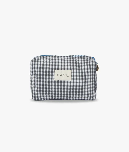Mini Elsie Travel Case Zip Pouch Bag - Black Gingham - Kayu