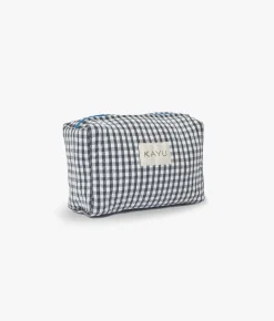 Mini Elsie Travel Case Zip Pouch Bag - Black Gingham - Kayu