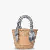 Mini Marlow Straw Scarf Tote Bag - Black Gingham - Kayu