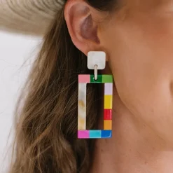 Rainbow Colorblock Earrings - Sunshine Tienda