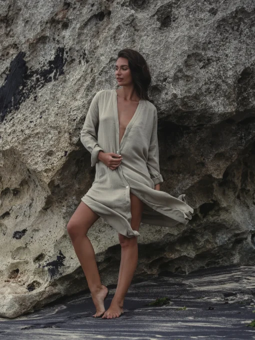 Terra Shirt Dress - Khaki Green