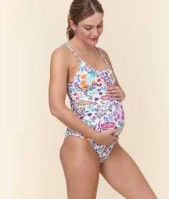 The Amalfi Maternity One Piece - Eco Nylon - Botanical Floral - Classic