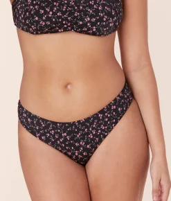 The Classic Bikini Bottom - Satin - Black Ditsy Bloom