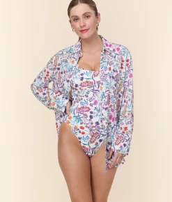 The Coastal Button Up - Lightweight Rayon - Botanical Floral