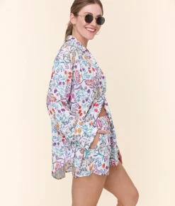 The Coastal Button Up - Lightweight Rayon - Botanical Floral