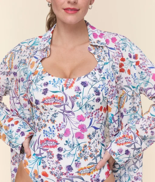 The Coastal Button Up - Lightweight Rayon - Botanical Floral
