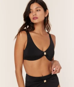 The Dalia Bikini Top - Eco Nylon - Black