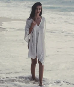 The Handloom Ava Kimono - White Stripes
