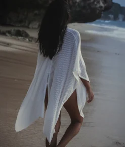 The Handloom Ava Kimono - White Stripes