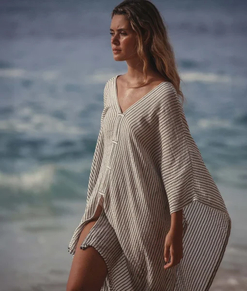 The Handloom Ava Kimono - Black Stripes