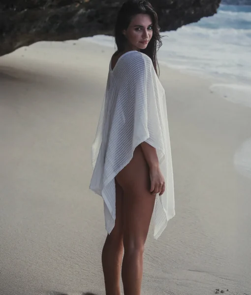 The Handloom Ava Kimono - White Stripes