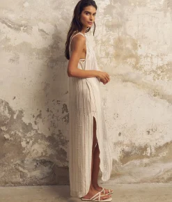 The Handloom Day Break Dress - Natural With Stripes