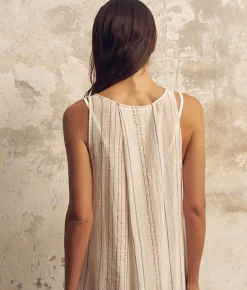 The Handloom Day Break Dress - Natural With Stripes