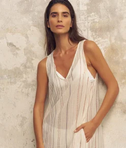 The Handloom Day Break Dress - Natural With Stripes