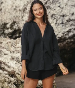 The Handloom Echo Maxi Shirt - Black