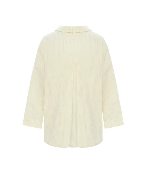 The Handloom Echo Maxi Shirt - Natural With Stripes