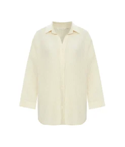 The Handloom Echo Maxi Shirt - Natural With Stripes