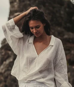 The Handloom Sade Top - White Stripes
