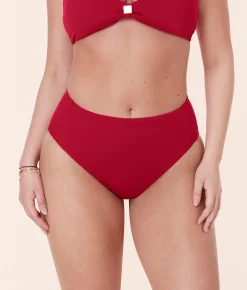 The High Rise Bikini Bottom - Eco Nylon - Garnet
