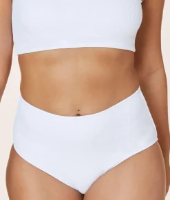 The High Waist Bikini Bottom - Ribbed - White