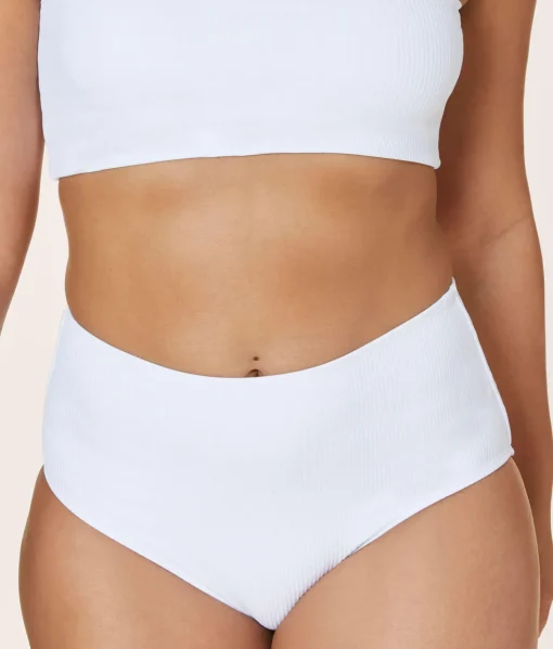 The High Waist Bikini Bottom - Ribbed - White