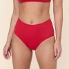 The High Waist Bikini Bottom - Eco Nylon - Cherry Red