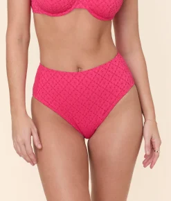 The High Waist Bikini Bottom - Eyelet - Begonia