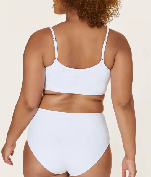 The High Waist Bikini Bottom - Ribbed - White