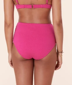 The High Waist Bikini Bottom - Terry Dot - Cerise