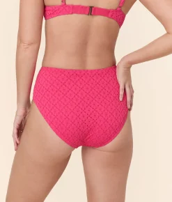 The High Waist Bikini Bottom - Eyelet - Begonia