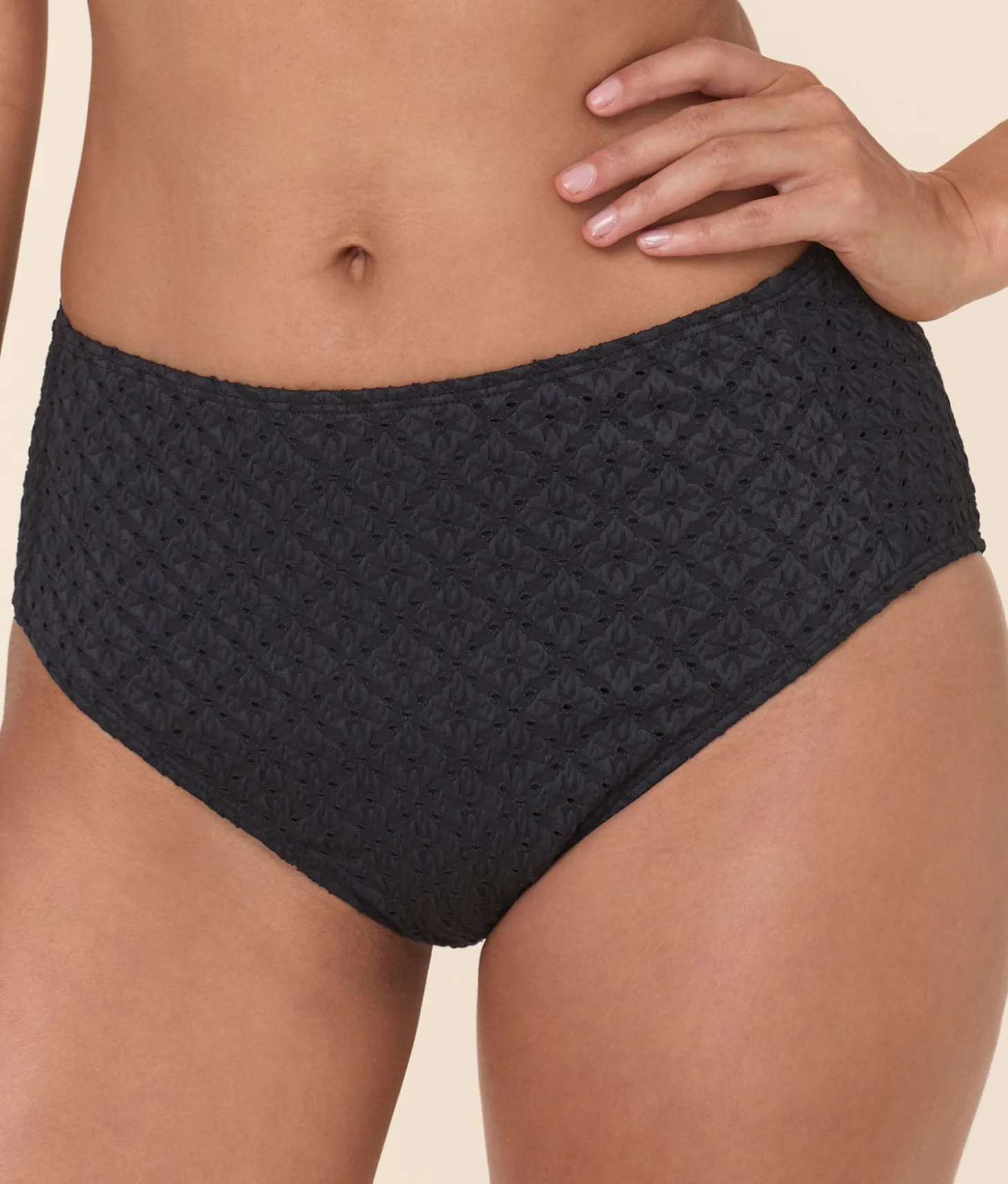 The High Waist Bikini Bottom - Eyelet - Black Eyelet