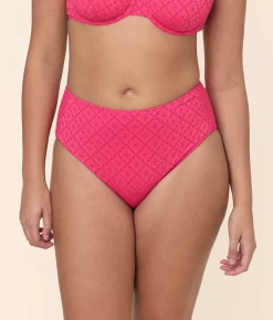 The High Waist Bikini Bottom - Eyelet - Begonia