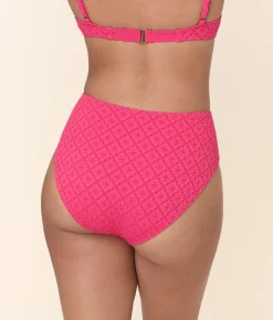 The High Waist Bikini Bottom - Eyelet - Begonia