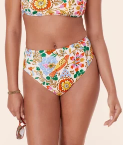 The High Waist Cheeky Bikini Bottom - Eco Nylon - Bird Floral
