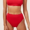 The High Waist Cheeky Bikini Bottom - Eco Nylon - Cherry Red