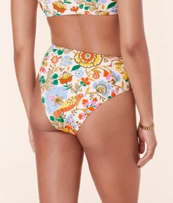 The High Waist Cheeky Bikini Bottom - Eco Nylon - Bird Floral