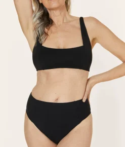 The High Waist Cheeky Bikini Bottom - Flat - Black