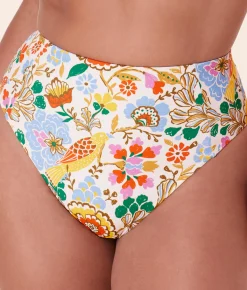 The High Waist Cheeky Bikini Bottom - Eco Nylon - Bird Floral